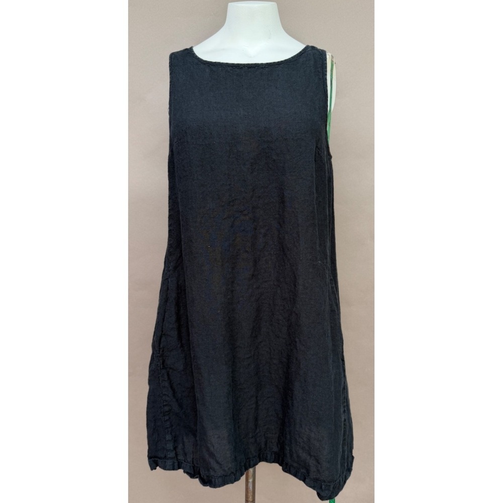 Lilly Pulitzer Edelyn 100% Linen Swing Shift Dress Black Sz 10 Sleeveless Resort